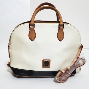 DOONEY & BOURKE Patent Leather Domed Satchel With Shoulder Strap Bag J7873394